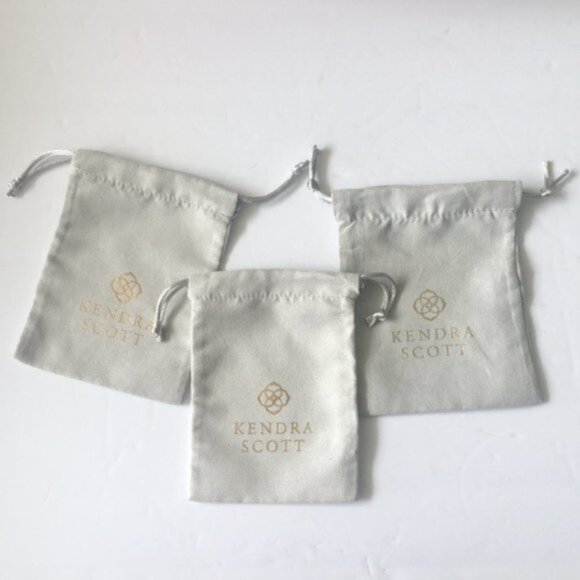 3 pc Kendra Scott Gray Dust Jewelry Bag Pouch Drawstring 5" x 6" BAGS ONLY - Picture 1 of 3